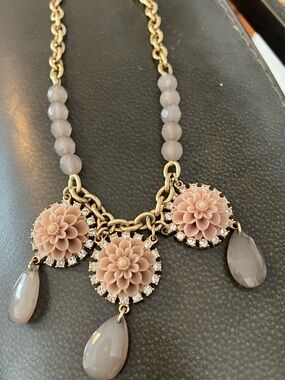 Floral Resin Statement Necklace in Blush Pink Lia Sophia Rare Retired.